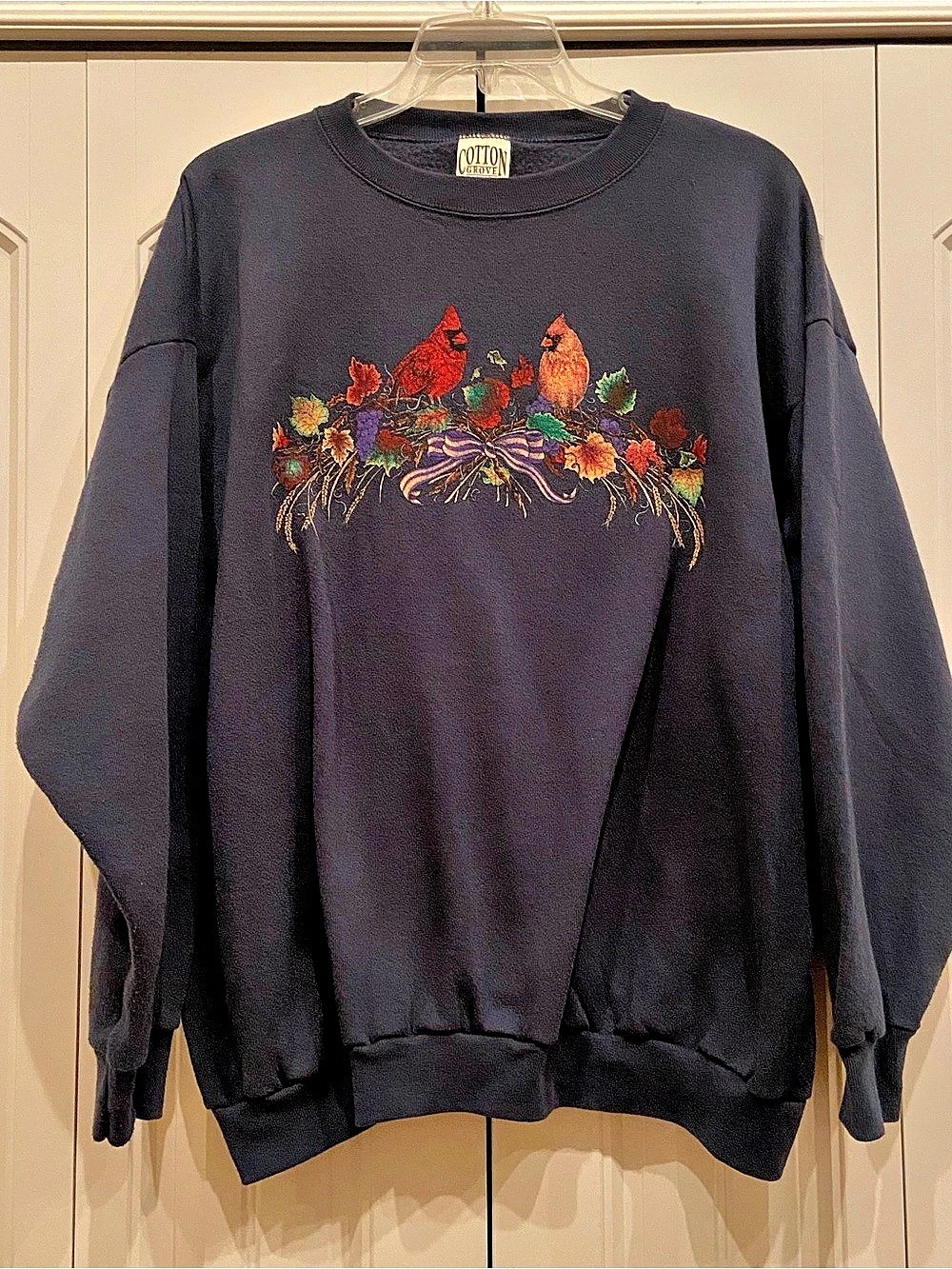 Vintage Cotton Grove Embroidered Bird Sweatshirt Size 2XL Like New